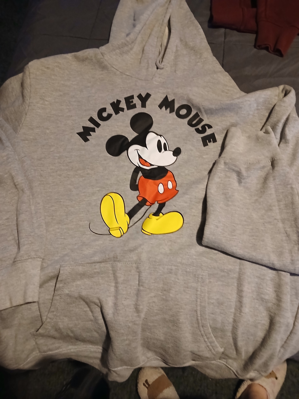 Mickey Mouse Graphic Hoodie - Grey with Red & Yellow